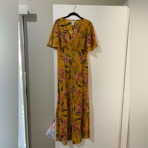 Long dress yellow mustard tones